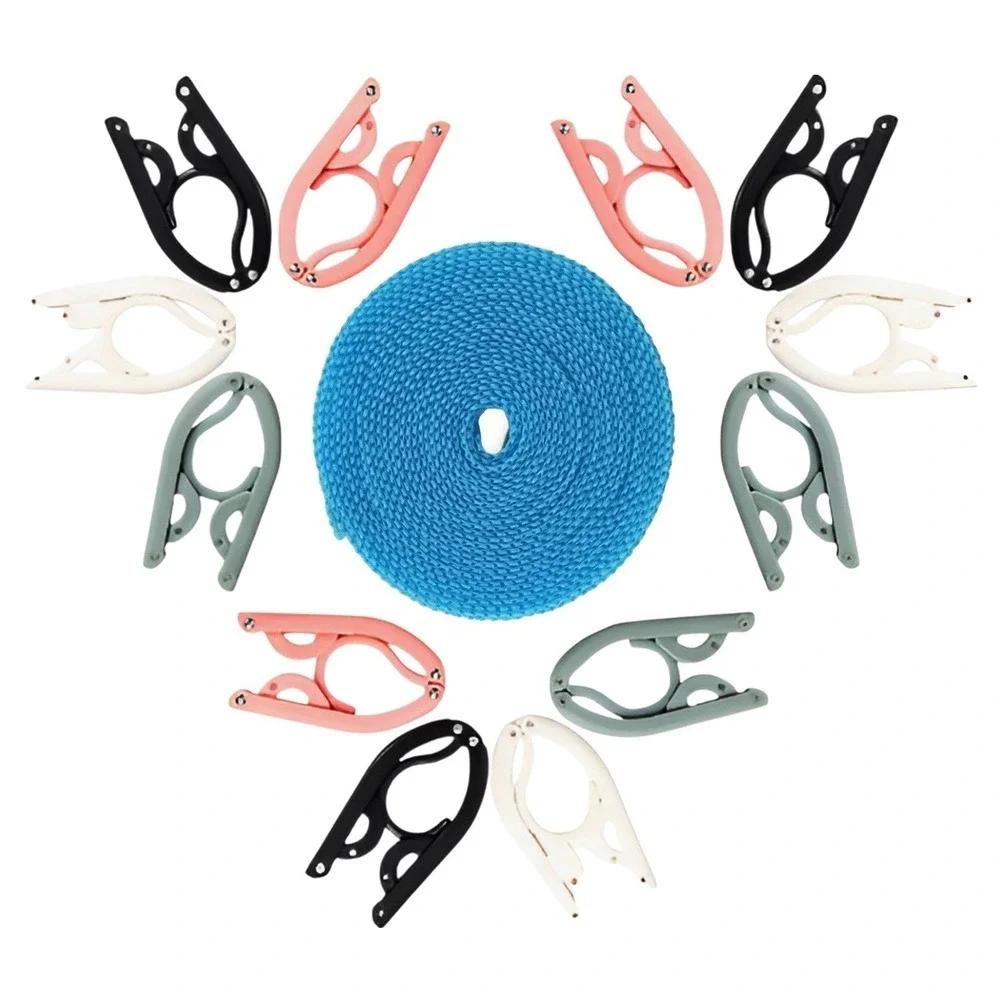 👍 13pcs Travel Clothes Hangers with Clips Folding Cruise Hangers Clothesline